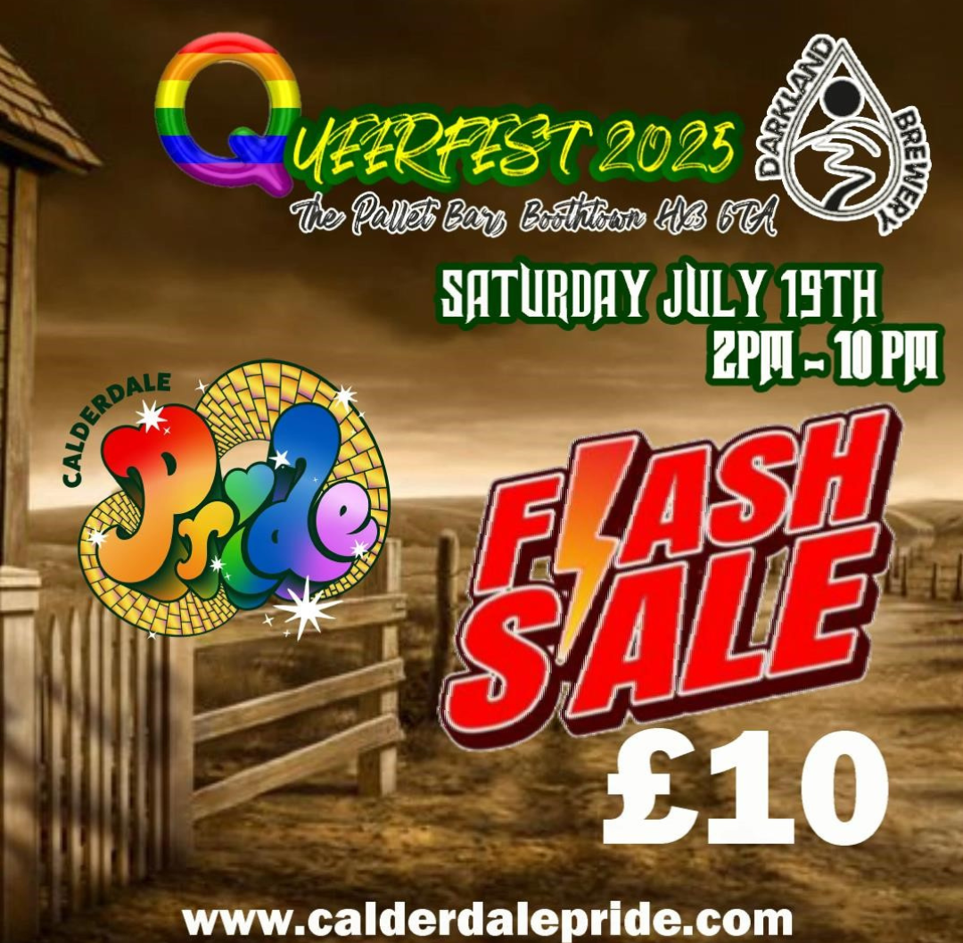 Queerfest poster (event details below) brown countryside with event details
